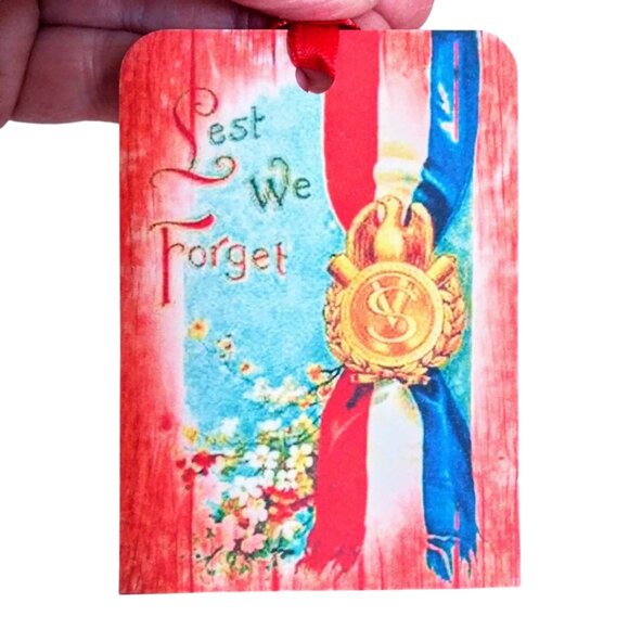 16 Pc Set Large Vintage Style Red Barnboard Independence Day Patriotic Tags - Picture 4 of 7